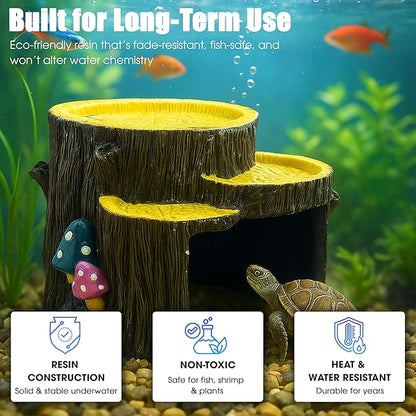 Fish Tank Decorations, Aquarium Decor for Betta Fish Tank Accessories with Plants, Aquarium Accessories, Turtle Tank Decorations, Fish Hideout, Large Tank Ornaments