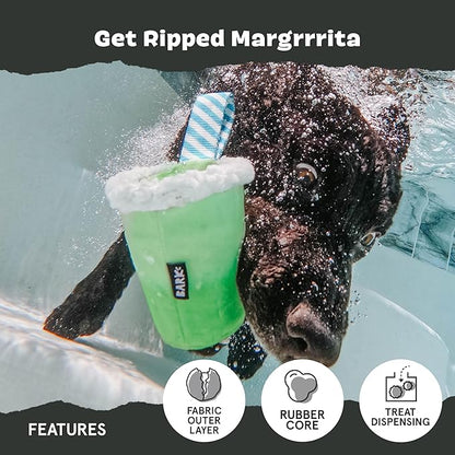 Barkbox Get Ripped Margrrrita Super Chewer Tough Dog Chew Toy for Aggressive Chewers, Plush Cover with Rubber Core - 2 Toys in 1  Two Layer Treat Dispensing Dog Toy for Large Dogs