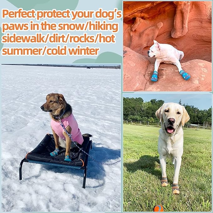 Dog Shoes for Small Dogs, Dog Boots & Paw Protectors for Hardwood Floors, Outdoor Dog Booties for Hot Pavement Winter Snow Hiking, Waterproof Dog Shoes with Reflective Strips Size 2