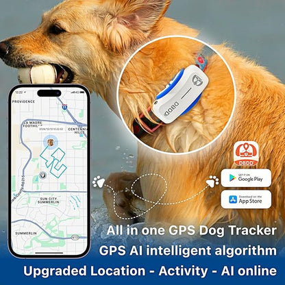 AI GPS Tracker for Dogs (30lbs+), Real Time Location and AI Vet Health Management, Electronic Fence, Waterproof, iOS and Android Universalï¼_hiteï¼