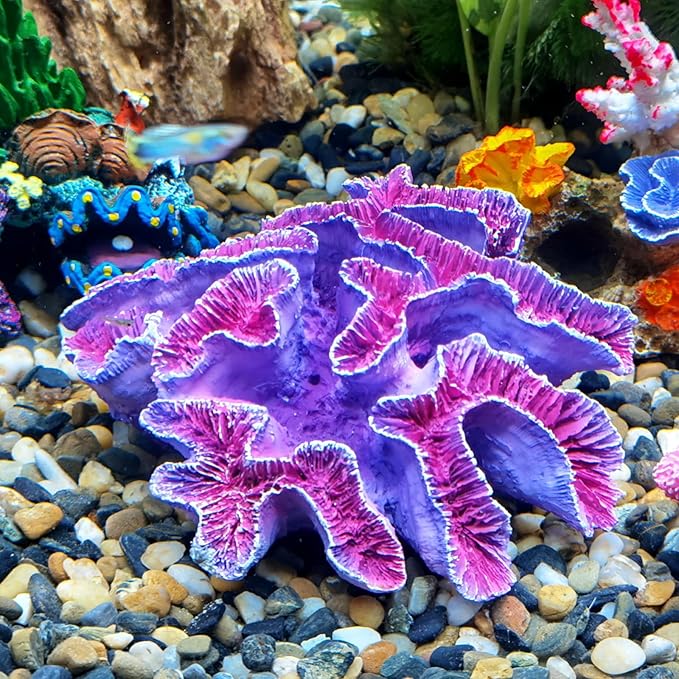 Fish Tank Coral Decoration - Aquarium Simulation Fighting Fish Dodge Cave - Betalie Fish Home Colorful Mountain (Large Purple Coral)