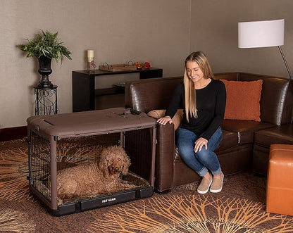 Pet Gear _he Other Door 4 Door Steel Crate for Dogs/Cats with Garage-Style Door, Includes Plush Bed + Travel Bag, No Tools Required, 3 Models, 3 Colors
