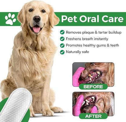 Dogs Dental Wipes | Fights Plaque, Freshens Breath & Promotes Gum Health | No Rinse Dog Teeth Cleaning | Gentle & Naturally Safe Dental Care | Complete Your Dog Tooth Brushing Kit | 50 Count