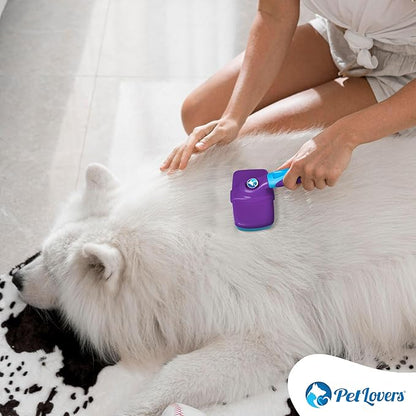 PetLovers EzSlicker Self-Cleaning Brush - Dog Brush for Shedding, Gentle Slicker Brush for Cats, Tangle-Free Grooming Comb with Soft Bristles & Ergonomic Handle for Stress-Free Grooming