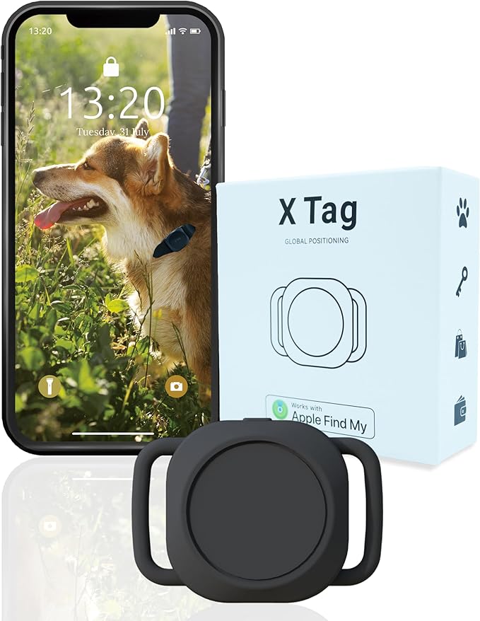 Dog Tracker, TRESBUNNY Smart Dog Collar with Real-time Pet Location, Cat Tracker Collar (iOS Only), No Monthly Fee & Long Battery Life, Works with Find My, Ideal for Dog/Cat (Black)