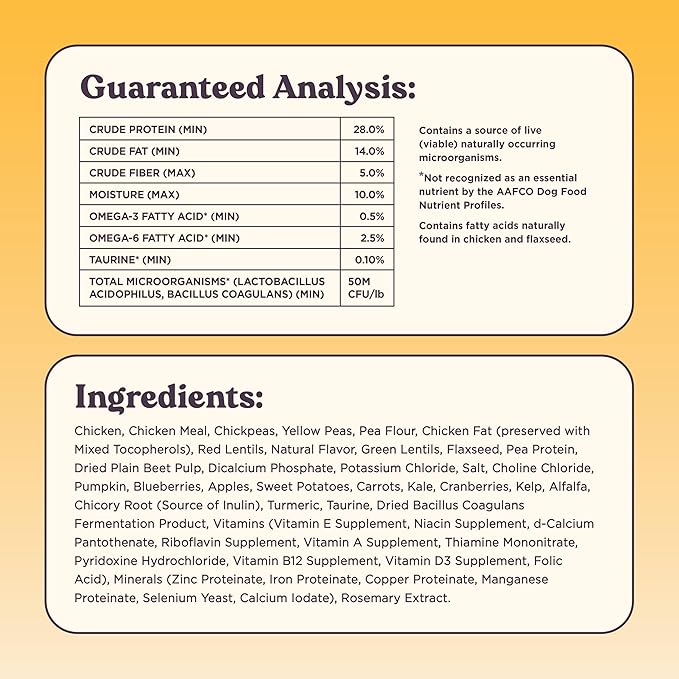 Bundle x Joy Golden Probiotic Dog Food Dry, Chicken, 4lb Bag, Allergy and Gut-Friendly Adult Kibble for Digestive Health with Cage-Free Chicken, 20 Plant Based Superfoods, Beef and Grain Free