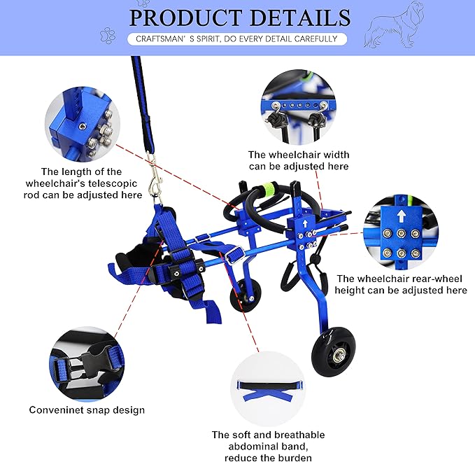 Adjustable Dog Wheelchair for Back Legsï¼_et/Doggie Doggy Wheelchairs with Disabled Hind Legs Walking (XS-Blue)