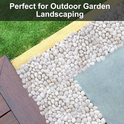 10LB White River Rock- High Polished Pebbles for Indoor Plants- Decorative Stones for Aquarium Fish Tank - White Rocks for Outdoor Garden Landscaping - 0.3"-0.8"