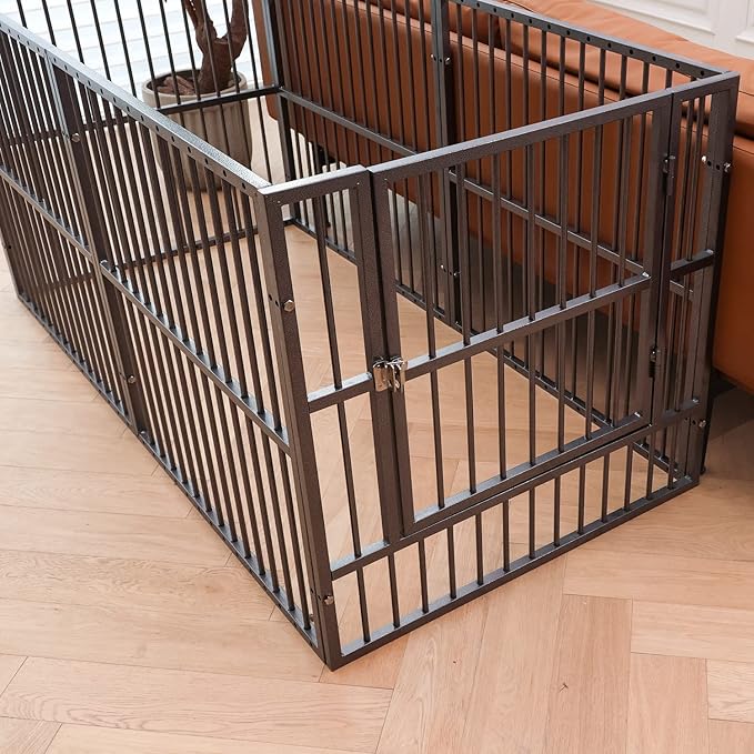 Dog Playpen - 32" Height Dog Pen, Heavy Duty Puppy Pen with Door, Safe & Sturdy, Easy Assemble for Indoor/Outdoor Pet Playpen (Door Panel, Grey)