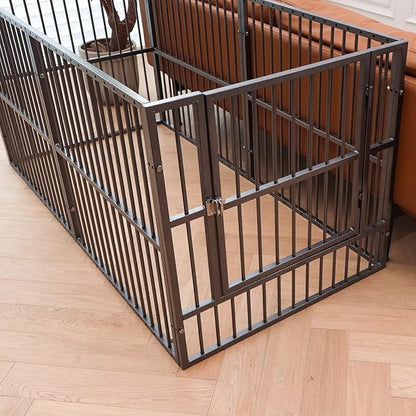 Dog Playpen - 32" Height Dog Pen, Heavy Duty Puppy Pen with Door, Safe & Sturdy, Easy Assemble for Indoor/Outdoor Pet Playpen (2 Panels, Grey)