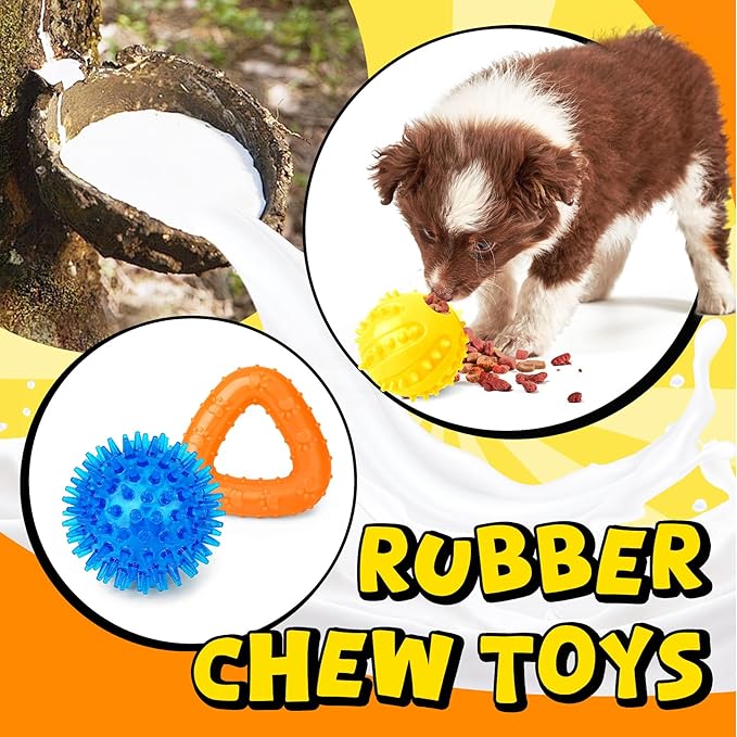 Zeaxuie 9 Pack Puppy Toys for Teething, Puppy Chew Toys with Cute Squeaky Dog Toys, Treat Ball and Rope Dog Chew Toys for Small Dogs, Hold a Bottle