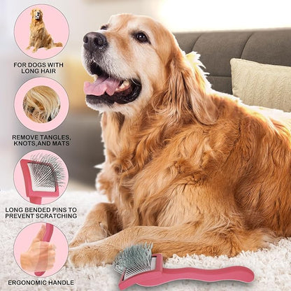 Dog Slicker Brush for Goldendoodles & Golden Doodle Brush for Grooming Kit - Dog Brush for Goldendoodle, Labradoodle, Poodles - Pet Hair Brush for Short & Medium Haired Dogs -Small (Red)