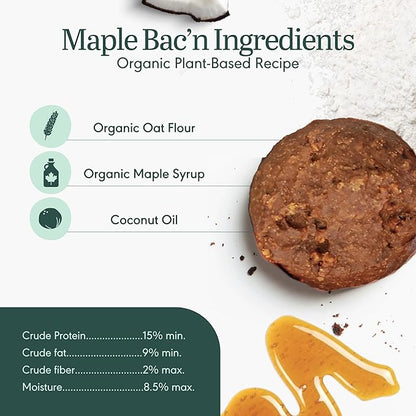 BRAMBLE Dog Treats. Plant-Based Treats for Dogs, Wheat-Free Everyday Dog Treats. Maple Bac'n, Made with Real Ingredients, Soft & Chewy Cookies. 8 oz
