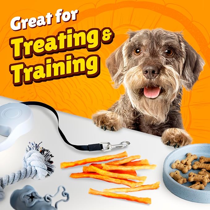 Gootoe Soft Turkey Tendon Dog Treat_atural Chewy Snack, 100% USA-Sourced, Premium Training Chew, Hypoallergenic, Reseal Value Bag, Ideal for Small& Senior Dog, Soft Strip Jumbo Pack, 1 lb (Pack of 1)