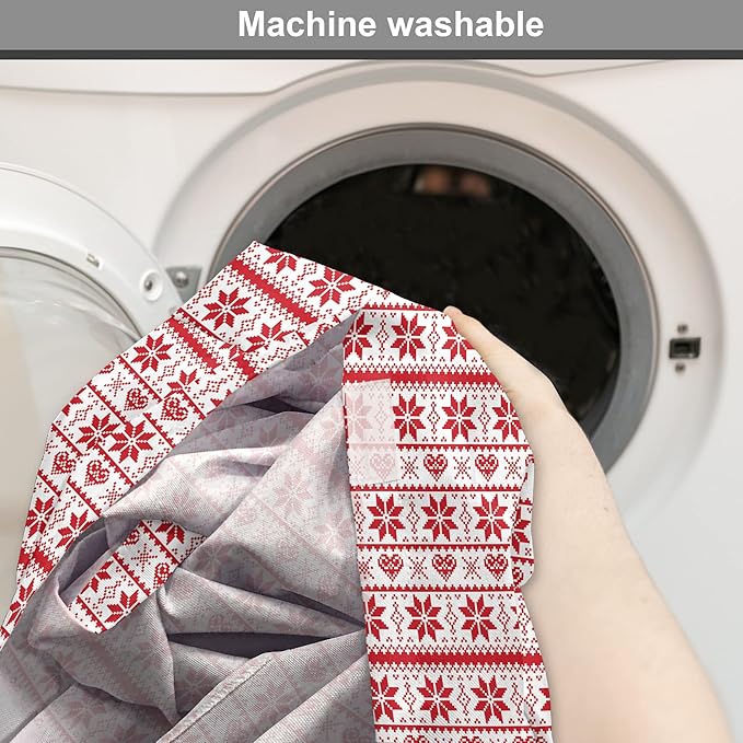 Ambesonne Christmas Dog Crate Cover, Scandinavian Tradition Fashion Nordic Borders Geometrical Pixel Retro Style, Easy to Use Pet Kennel Cover for Medium Large Dogs, 48 Inch, Orange White