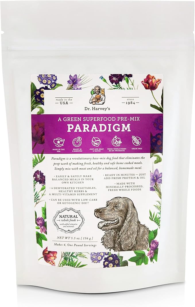 Dr. Harvey's Paradigm Green Superfood Dog Food, Human Grade Dehydrated Grain Free Base Mix for Dogs, Diabetic Low Carb Ketogenic Diet (Trial Size 5.5 oz)