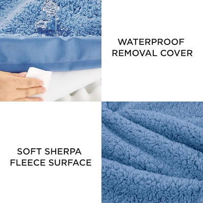 Bedsure Medium Dog Bed for Medium Dogs  Orthopedic Waterproof Dog Beds with Removable Washable Cover, Egg Crate Foam Pet Bed Mat, Blue Wave