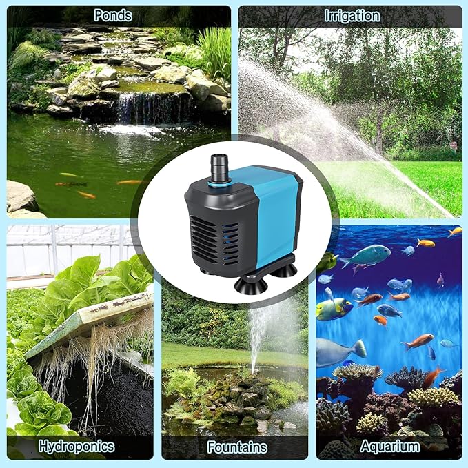 LYPHARD AQUARIUMS 40W Submersible Water Pump Flow 550GPH, High Lift 5.5ft, Ultra Quiet Pond Pumps Aquarium Pump for Fish Tank, Hydroponics, Outdoor Fountain