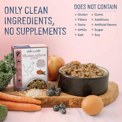 Side by Side Chicken & Lamb Stew - Warming Wet Dog Food & Dog Food Topper for All Breeds - Made with Nutrients & Whole Raw Ingredients - No Artificial Additives or Fillers - USA Made (12.5 oz, 6-Pack)