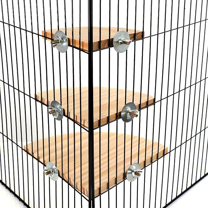 Wettarn 6 Pcs Bird Perch Platform Bird Corner Parrot Perch Corner Wooden Stand Sector Playground Cage Accessories Shelf for Parakeet Conure Cockatiel Budgie Gerbil Rat(Assorted Sizes)