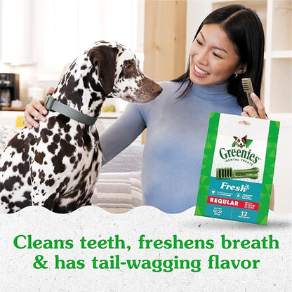 Greenies Regular Dental Dog Treats, Fresh Flavor, 12 oz. Pack (12 Treats)