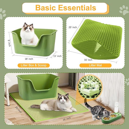 Cat Starter Kit 37pcs Essentials & Suuplies - Included Cat Litter Box, Pet Carrier Bag, Grooming Tools, Catnip Toys and More Stuffs for All Life Stages Pets Indoor Outdoor,Gift