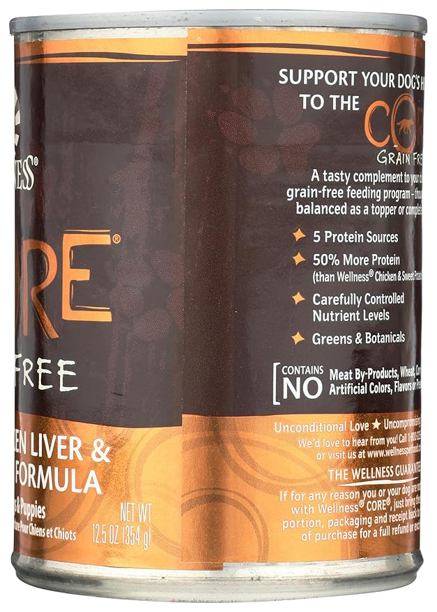 Wellness Core Grain Free Dog Food: Turkey, Chicken Liver, & Turkey Liver Formula, 12.5 oz
