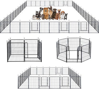 Dog Playpen,Portable Outdoor Dog Fence, Dog Playpen for Large/Medium/Small Dogs, Dog Fences for The Yard,with Doors Foldable Metal (32 inch, 40 Panels)