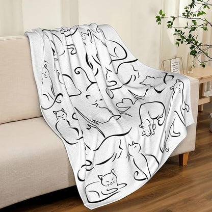 Cat Blanket Soft Cozy Flannel Throw Blanket Warm Lightweight Blankets Gifts for Cat Lovers Kids Girls Women Adults 60"x50"