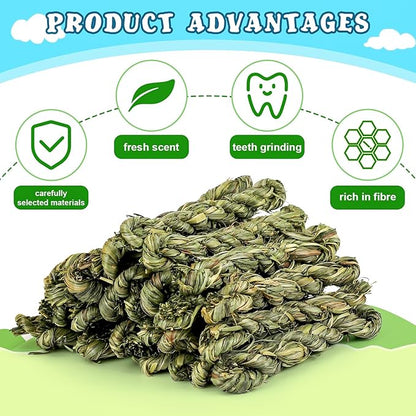 25pcs Rabbit Timothy Hay Toy for Bunny Small Animal Treats Natural Grass Stick Chew Toys Snacks Molar Teeth Grinding for Guinea Pigs Chinchillas Hamsters