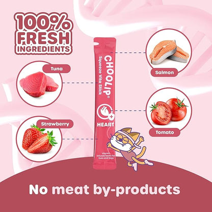 Squeeze Vita Stick Lickable Cat and Dog Treats – 7-Count Heart Support Sticks with Multivitamins, Soft Squeezable Paste for All Life Stages, Supporting Heart Health