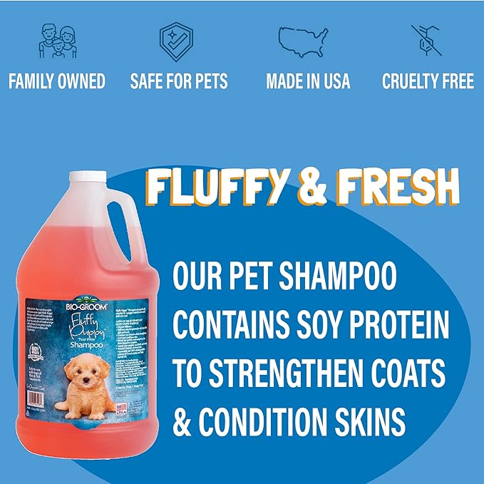 Bio-Groom Fluffy Puppy Tear-Free Shampoo - Dog Bathing Supplies, Puppy Shampoo, Cat & Dog Grooming Supplies for Sensitive Skin, Cruelty-Free, Made in USA, Tearless Products - 12 fl oz 2-Pack