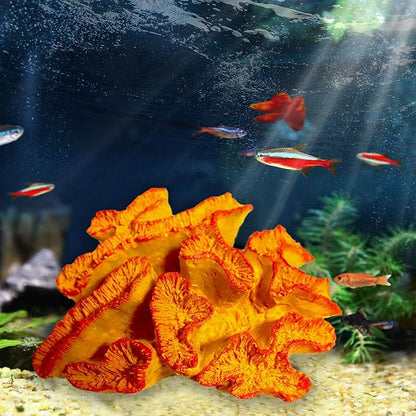 Besimple Aquarium Coral Ornaments Decor Fish Tank Plants Decoration for Aquarium Landscape, Orange