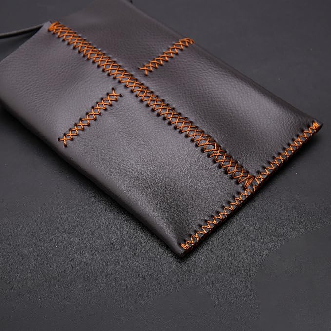 Dog Grooming Scissors Storage Bag: Hand-stitched, Show-quality Head Layer Calf Leather, Holds 5 Pairs of Dog Grooming Scissors Brown