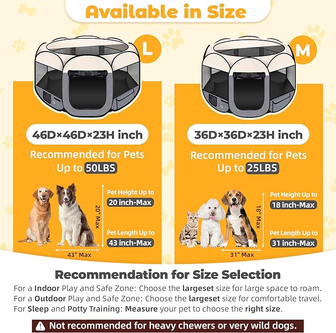 45" Foldable Pet Playpen for Large Dogs, HOMAGICO Pet Playpen for Indoor Cats Enclosed, Portable Dog Playpen Outdoor Tent Crate with Carrying Case, Water-Resistant and Removable Shade Cover, Grey