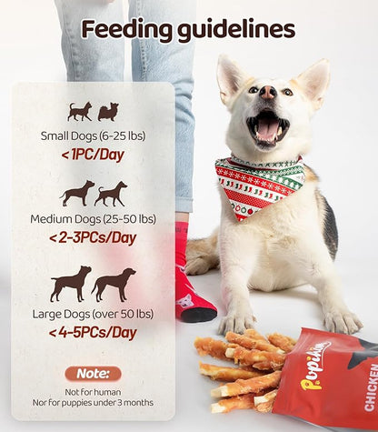 16OZ High Protein Chicken Biscuits Dog Treats, Chicken Wrapped Dog Biscuits Rawhide Free Soft Chewy Treats Training for Dogs