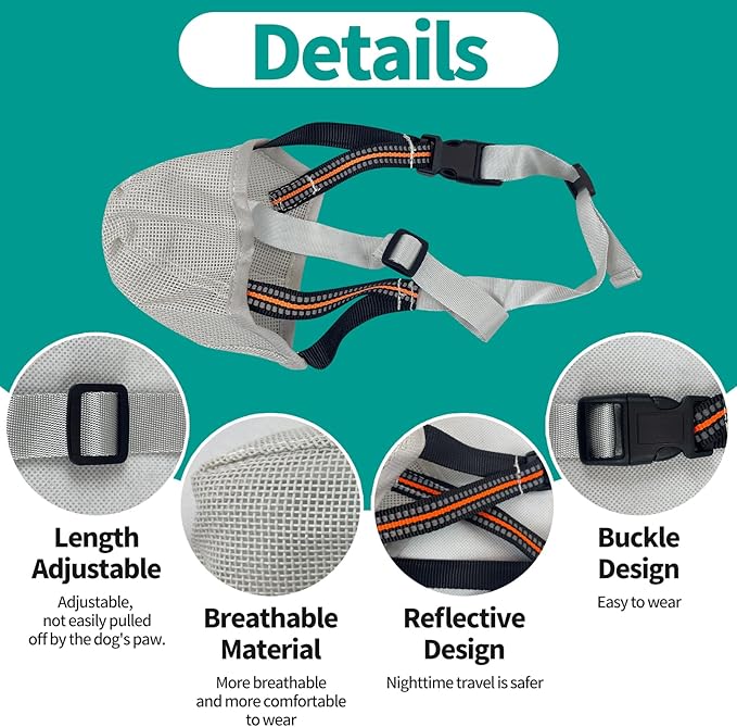 Dog Muzzle - Soft Mesh Muzzle for Small Medium Large Dogs Labrador German Shepherd - Adjustable Puppy Muzzles for Scavenging Biting Licking and Chewing - Allows Panting and Drinking (GreyXS)
