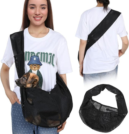 MABOZOO Mesh Pet Sling Carrier for Small Dogs, Breathable Dog Carrier Sling Cat Sling, Front Facing Puppy Pouch Travel Safe Sling Bag for Small & Medium Dogs, Cats, Pets