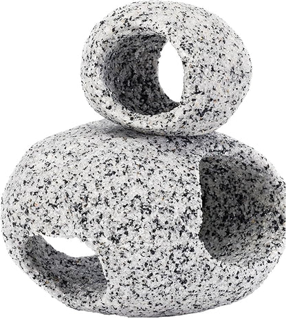 Penn-Plax Deco-Replicas Granite Aquarium Ornament & Hideaway 2 Piece Set – Realistic Stone Appearance – Safe for Freshwater and Saltwater Tanks – Small & Medium (RR1074)