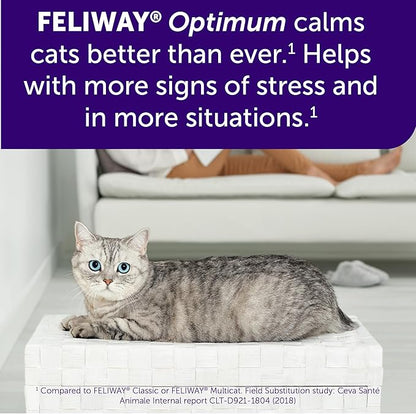 FELIWAY Optimum Cat, Enhanced Calming Pheromone Diffuser, 30 Day Starter Kit (48 mL), Translucent (Pack of 2)