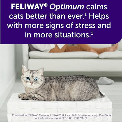 FELIWAY® Optimum 30 Day Cat Calming Plug In Pheromone Diffuser Starter Kit, 48ml - Helps Reduce Common Signs of Stress in Cats & Kittens, Enhanced Calming