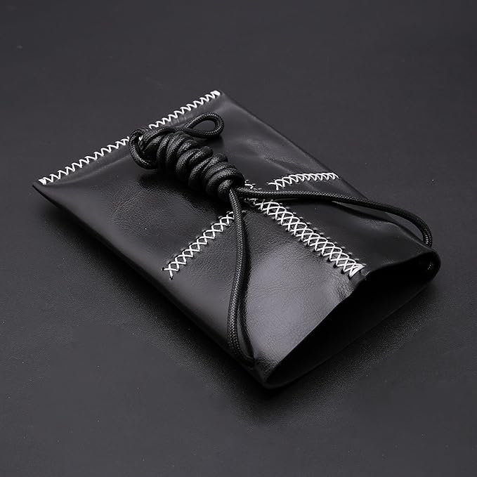 Dog Grooming Scissors Storage Bag: Hand-stitched, Show-quality Head Layer Calf Leather, Holds 5 Pairs of Dog Grooming Scissors Black