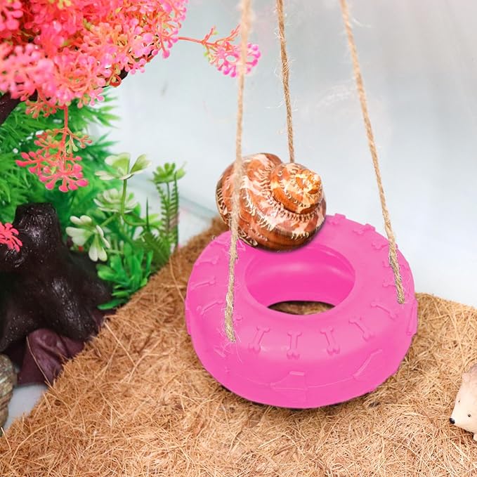 Hermit Crab Tire Swing Toy, Hermit Crab Climbing Toy, Reptile Tank Aquarium Decoration Accessory, Suitable for Small to Medium Sized Hermit Crabs, 3.7 Inches in Diameter