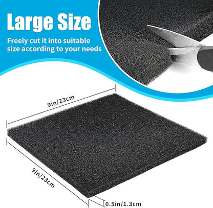 AQUANEAT 2 Pack Aquarium Bio Sponge Filter Media Pad Cut-to-Size Open Cell Foam Sheet for Fish Tank Sump (9" x 9" x 0.5") Black