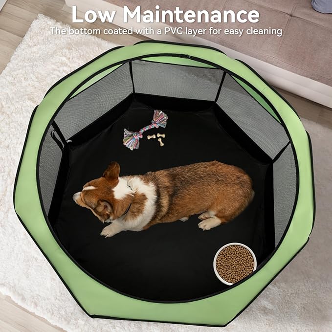 A4Pet Dog Playpen, Portable Pet Playpen, Foldable Dog Playpen Indoor/Outdoor - Ideal for Puppies, Kittens, and Small Animals - Removable Zipper & Collapsible Travel Bowl