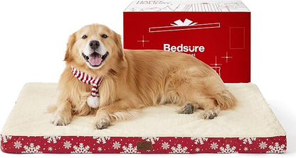 Bedsure XL Dog Bed for Large Dogs - Christmas Dog Bed, Orthopedic Waterproof Dog Beds with Removable Washable Cover