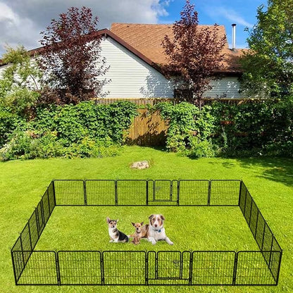 BestPet | Dog Playpen | 24 Inch, 24 Panels | Heavy Duty Metal Pet Exercise Pen | Indoor Outdoor Fence Panels | Rust-Resistant, Removable, Tool-Free Setup | Anti-Skid, Expandable Design