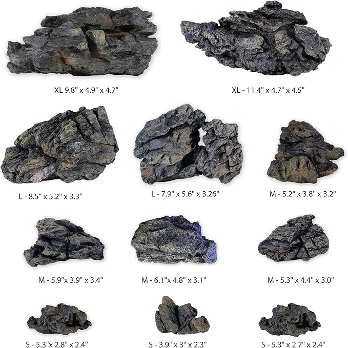 Current USA Seiryu Stone Collection 11 Piece Set | Molded Aquarium Decor Rock Artificial Resin Fish Tank Decoration up to 48" Long Aquariums 8817