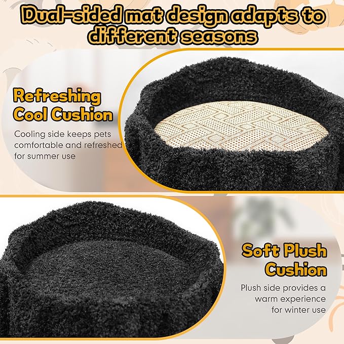 Luxury Cat Tree Tower for Indoor Cats,88.6" Tall Cat Tree,Multi-Level Furniture Activity Center with Scratching Posts Stand House Condo Funny Toys Kittens Pet Play House, Black