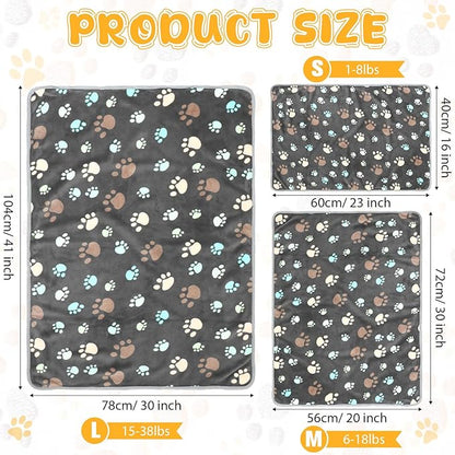 Tegeme 12 Pieces Pet Blanket Soft Fleece Dog Fluffy Doggie Warm Felt Throw Spring Cute Paw Print Puppy Kitten Sleep Mat Bed Covers for Cat (41 x 30 Inch,Gray)